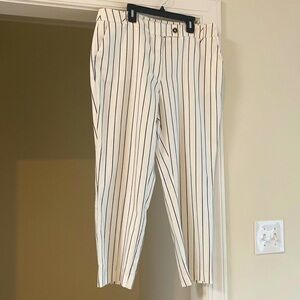Anne Kline EUC Black White Stripe Ankle Women’s Trousers Size 10